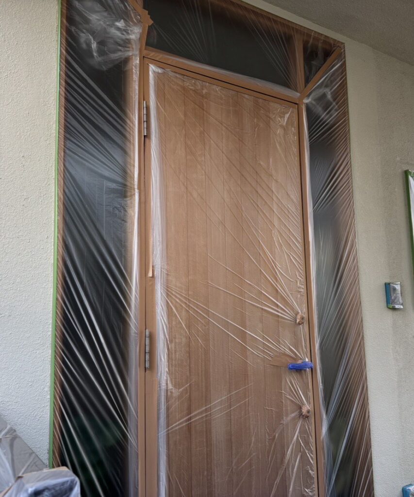 灰汁洗い後の玄関木部の仕上がり