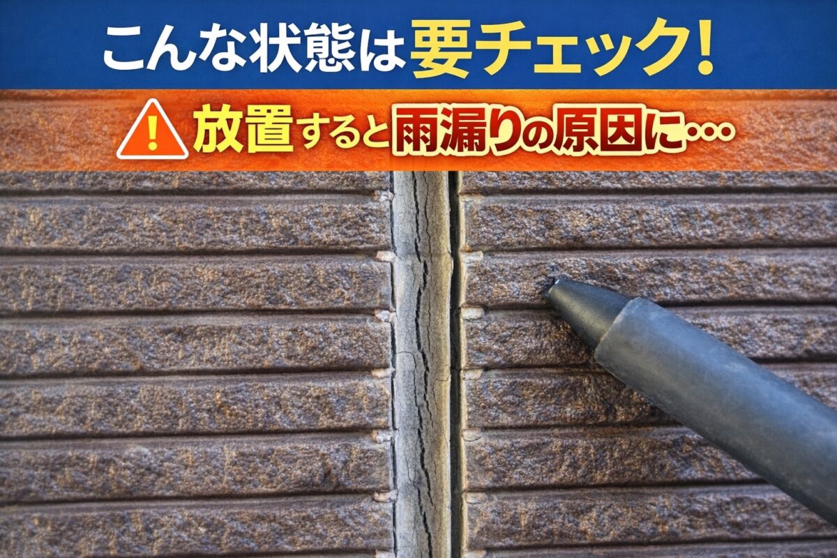外壁コーキングの劣化チェック(ひび割れの状態)(羽村市)