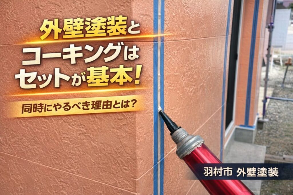 外壁塗装と同時に行うコーキング施工の様子(羽村市)