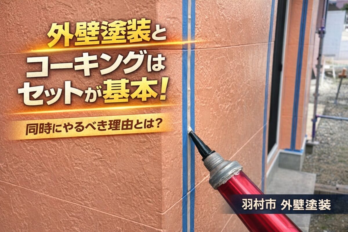 外壁塗装と同時に行うコーキング施工の様子(羽村市)