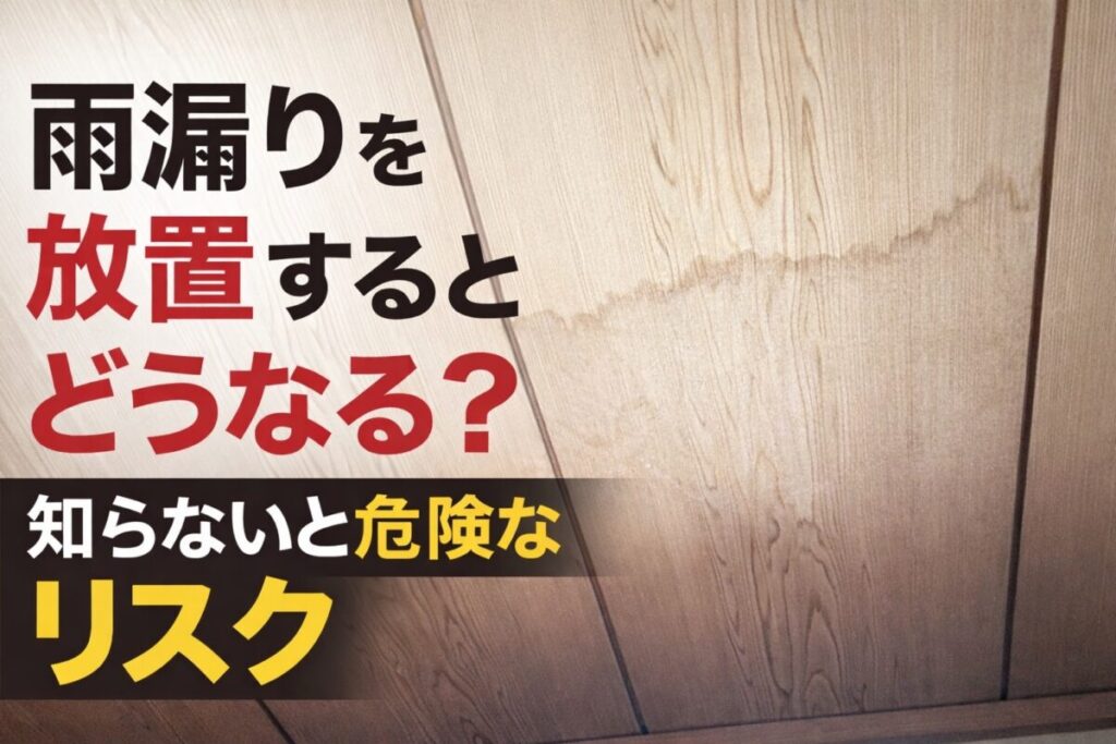 雨漏りを放置すると危険であることを示す天井のシミの状態(羽村市)