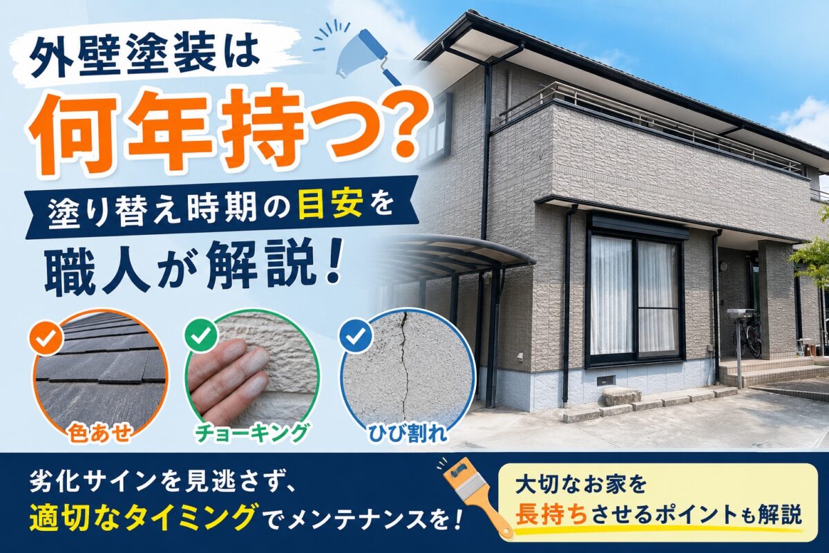 外壁塗装の塗り替え時期や劣化サインを解説するイメージ
