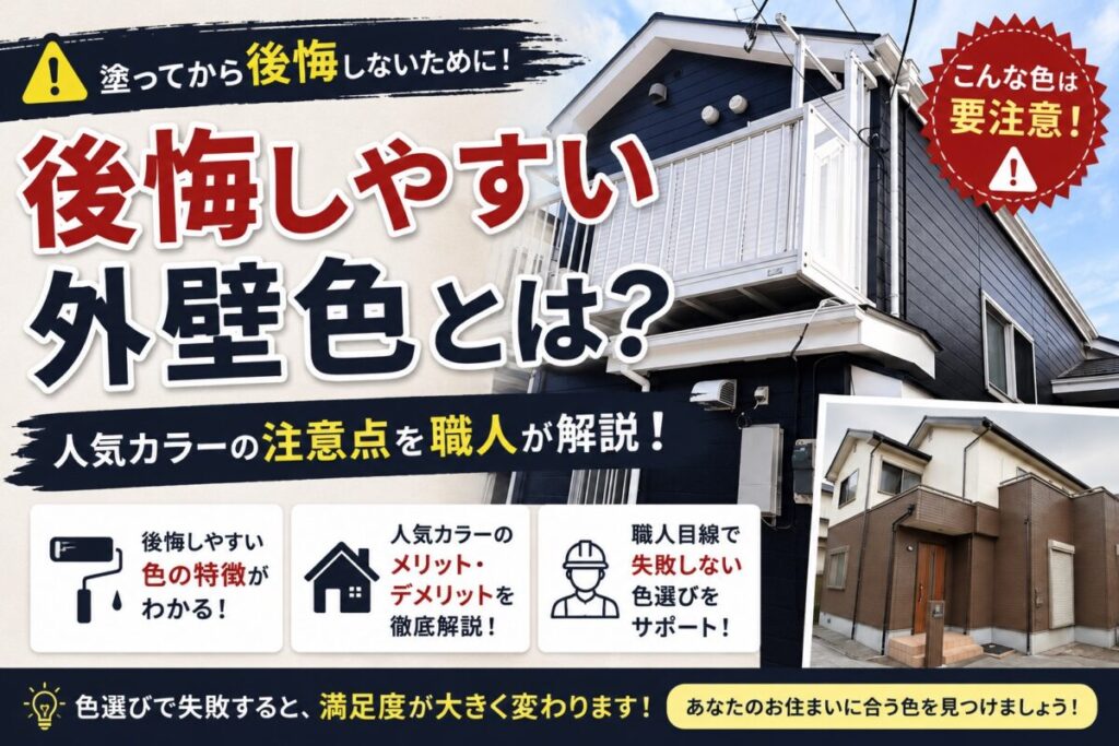 外壁塗装で後悔しやすい人気カラーについて解説するブログアイキャッチ画像