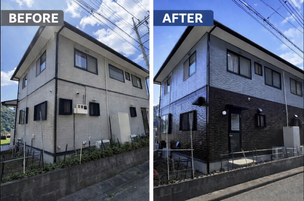 東京都あきる野市-J様邸-施工前後比較-外壁塗装前後の建物外観